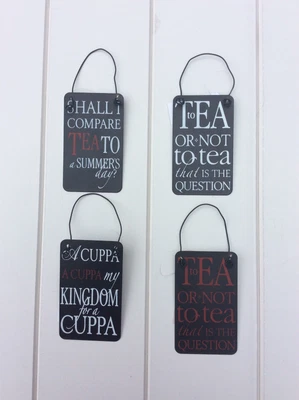 £2.99 • Buy Mini Funny Shakespearean Quotes About  Tea  Cuppa Saying Black Metal Signs 5x8cm