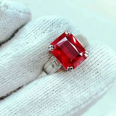 Flawless Red Ruby Princess Cut Solid 925 Sterling Silver Ring For Mens • $39.99