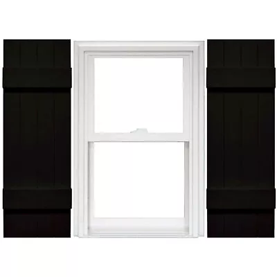 Mid America 4 Board And Batten Joined Vinyl Shutters 14  Width X 51  Black Pair • $84.99