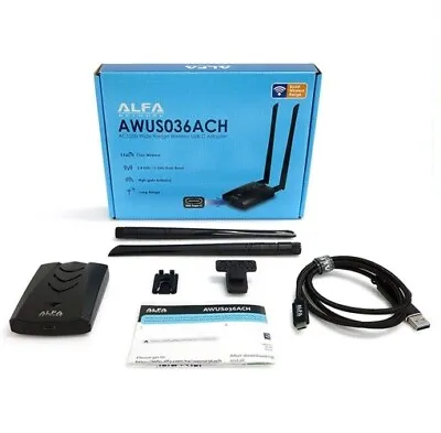 Alfa AWUS036ACH USB-C 802.11ac AC1200 867 Mbps Dual Band Wi-Fi USB Adapter • $49.99