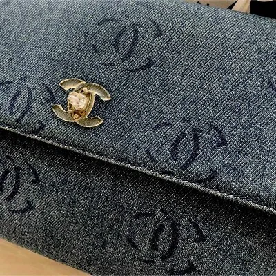 Auth Rare Chanel Denim Clutch Bag Pouch CC Logo Vintage From Japan • $1950