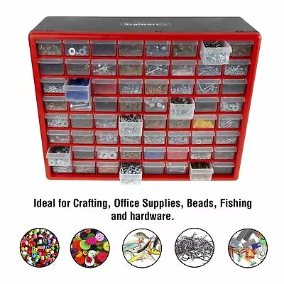 64 Drawers Storage Box Tools Crafts Beads Table Top Wall Mountable Bin Sorter • $39.99