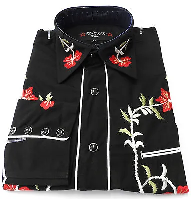 Black Red Western Cowboy Embroidered Vintage/retro Shirts • $55.48