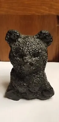 Vintage Coal Black Teddy Bear HAND Crafted West Virginia Figure 3 3/4  Tall  • $12