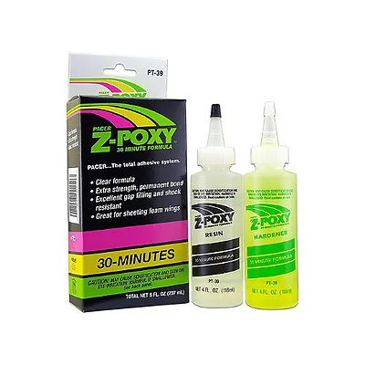 Pacer 8oz Z-Poxy Zpoxy 30 Thirty Min Minute Epoxy Resin And Hardener Combo • $23.95