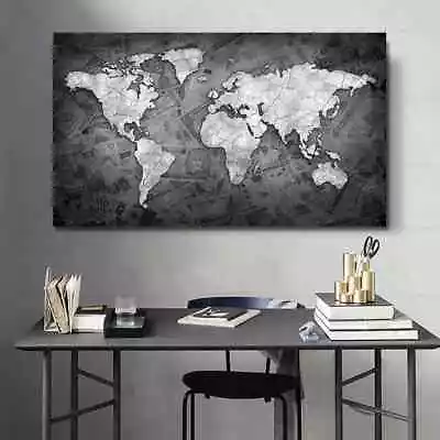 Abstract World Map Posters Money Canvas Painting Print Mural Wall Art Home Decor • $11.39