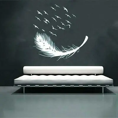 $9.84 • Buy Large Feather Wall Art Stickers Birds Vinyl Decal Living Room Bedroom Home Decor