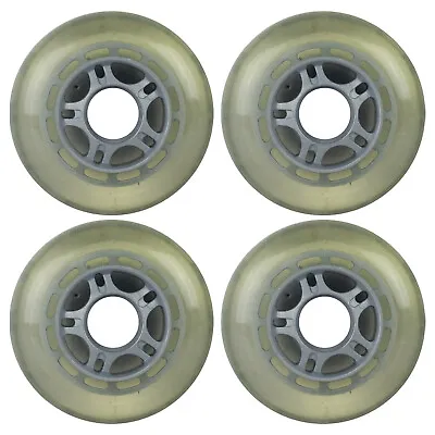 Inline Skate Wheels 80mm 78A Clear Silver Star Spoke Indoor/Outdoor (4 Wheels) • $11.95