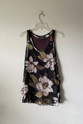 By Malene Birger Floral Print Sleeveless Top Amandan Silk Tank Size 34 READ #T93 • $13.49