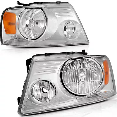 Pair Headlights Assembly For 2004-2008 Ford F-150 F150 Pickup Chrome Headlamps • $56.50