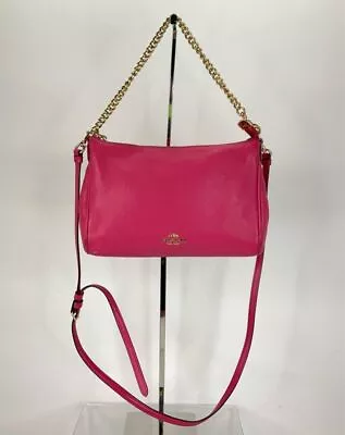 Coach Hot Pink Pebbled Leather Chain Link Crossbody Bag • $17.50