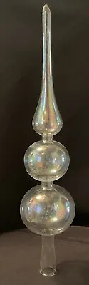Vintage Clear Iridescent Finial Tree Topper Made In Romania W/Original Box • $34.99