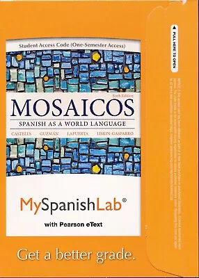 MySpanishLab EText Access Code Card Mosaicos: Spanish As A World Language 6th • $32.35