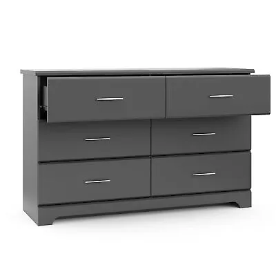 6 Drawer Double Dresser Chest Of Drawers Storage Cabinet Bedroom Nightstand Grey • $209.99