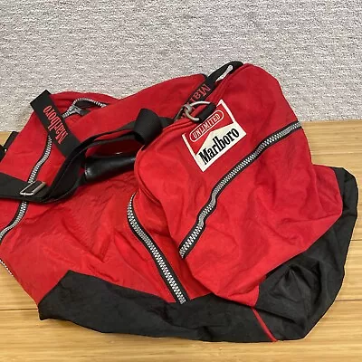 Marlboro Unlimited Gym Bag Duffel Travel Weekend Tote Luggage Vintage 1990s Red • $24