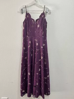 Moulinette Soeurs Anthropologie Sleeveless Dress Purple Lace Midi Dress Size 6 • $85