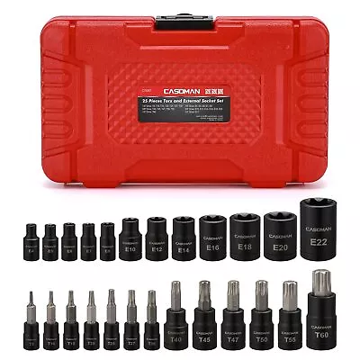 25 Piece Torx Bit Socket And External Socket Set 13 Star Socket Bits (T8- T6... • $25.55