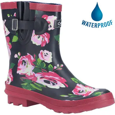 Cotswold Paxford Womens Ladies Black Short Wellies Wellington Boots Size 3-8 • £34.99