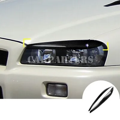 For Nissan Skyline R34 GTR GTT Carbon Fiber Headlight Eyebrow Eyelid Cover 99-02 • $71.37