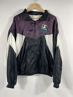 Vintage 90s Disney Anaheim Mighty Ducks Full Zip Windbreaker Jacket Size XL • $79.99