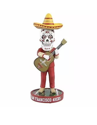$70 • Buy San Francisco 49ers DAY OF THE DEAD Playing Guitar Sugar Skull Bobblehead