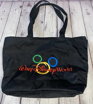 Walt Disney World Mickey Mouse Tote/Bag Black Embroidered Color LOGO Disney WDW • $16.75