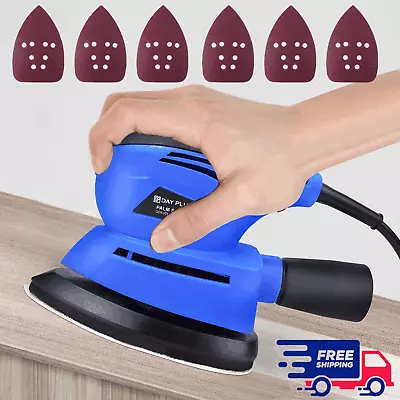 Electric Detail Sander Small Handheld Sanding Machine 6pc Sanding Sheets • £24.55