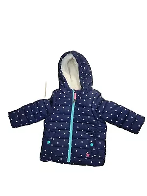 Mini Boden Girls' Fleece Lined Star Winter Coat Navy Size 2-3Y • $35