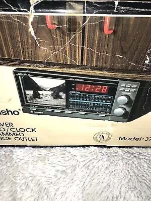 Kawasho 4.5” Space Saver Black/White TV AM/FM Clock Radio Model #3705 W/Hardware • $39.99