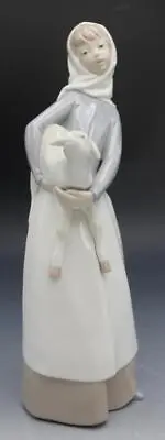 Lladro Girl Standing With Lamb #4584 Large Vintage Porcelain Figurine • $67.50