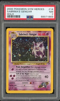 $159.99 • Buy Pokemon Gym Heroes Unlimited Sabrina’s Gengar 14/132 Holo Rare SWIRL NM PSA 7