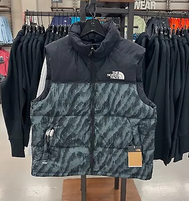 The North Face Mens 1996 Retro Nuptse Vest -Balsam Green Wooden Tiger Print • $145