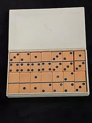 $45 • Buy Vintage CARDINAL Catalin Dominoes BUTTERSCOTCH BAKELITE In Plastic Box No. 5555