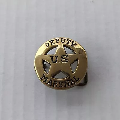 Vintage Brass Deputy US Marshall Round Star Belt Buckle • $30