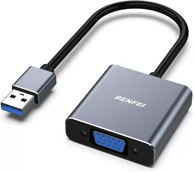 USB 3.0 A Male To VGA DISC 15 Pin Female Video Display External Cable Adapter • £6.99