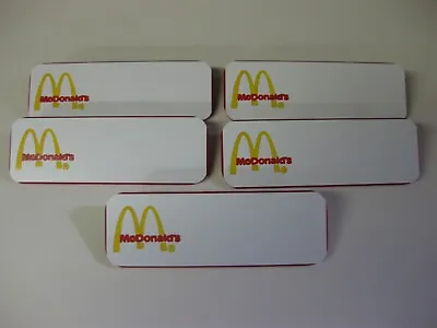 (5) McDONALD'S ARCH Uniform Employee Name Badges Tags! * White With Pins • $6.95