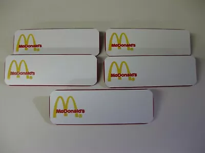 McDONALD'S ARCH Uniform Employee Name Badges Tags! (Lot Of 5) * White With Pins • $6.95