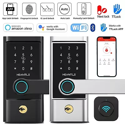 HEANTLE Fingerprint WiFi Smart Door Lock Keyless Entry Digital Keypad Deadbolt • $89.99