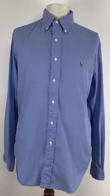 Ralph Lauren Shirt Men's Blue 100% Cotton Classic Fit Size L 26 Pit To Pit • £6.99