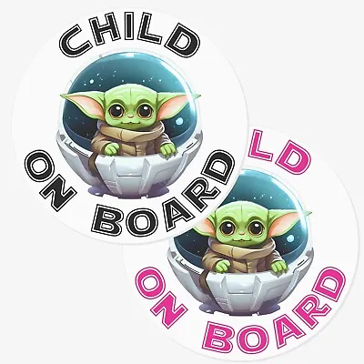 Grogu Child On Board Sign Car Window Or Bumper Stickers The Mandalorian Label • £2.49