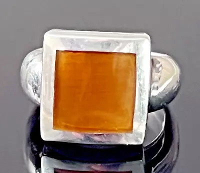 Men's 925 Sterling Silver And Carnelian Signet Ring Size 9 • $40