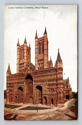 Lincoln-England West Front Lincoln Cathedral Vintage Postcard • £7.59