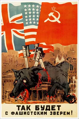 Dead Wolf Vintage Russian Soviet World War Two WW2 Military Propaganda Poster • $8.99