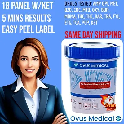 18 Panel Drug Test With Ketamine (KET) (PK/10 Cups)   Same Day Shipping Mon-Fri* • $94.05