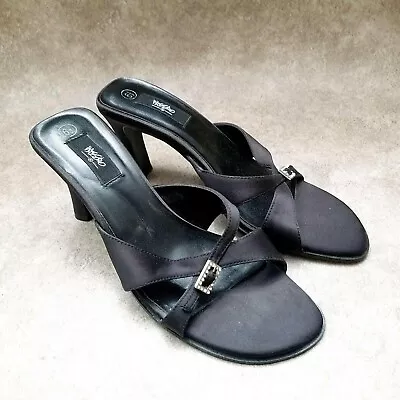 Mossimo Womens   Sz 6.5 M Black Slide High Heels Sandals • $18.99