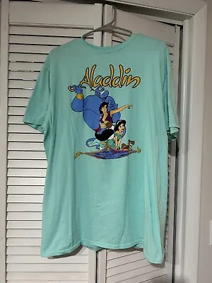 Disney Aladdin Tshirt XL Adult Abu Jasmine Magic Carpet Genie Teal Cartoon • $6