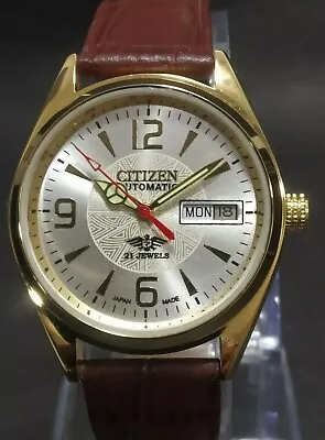 Refurbished Citizen Automatic Men's Day & Date 21 Jewels Gold Plated Wrist Watch • $39.99