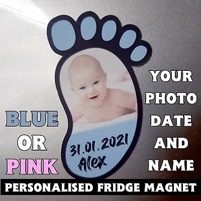 £3.99 • Buy Personalised Photo Fridge Magnet Father Day Gift Baby Shower Foot Newborn Parent