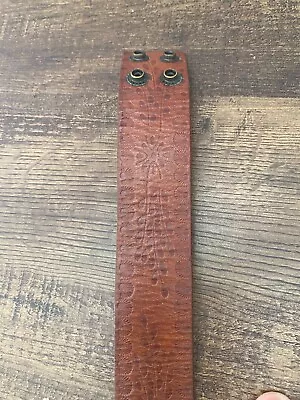 Vintage Bracelet Wrap Cuff Leather Tooled Brown - 9  • $11.99