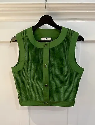 VINTAGE COURREGES COUTURE FUTURE Green Corduroy Button Front Vest/top Numbered • $270